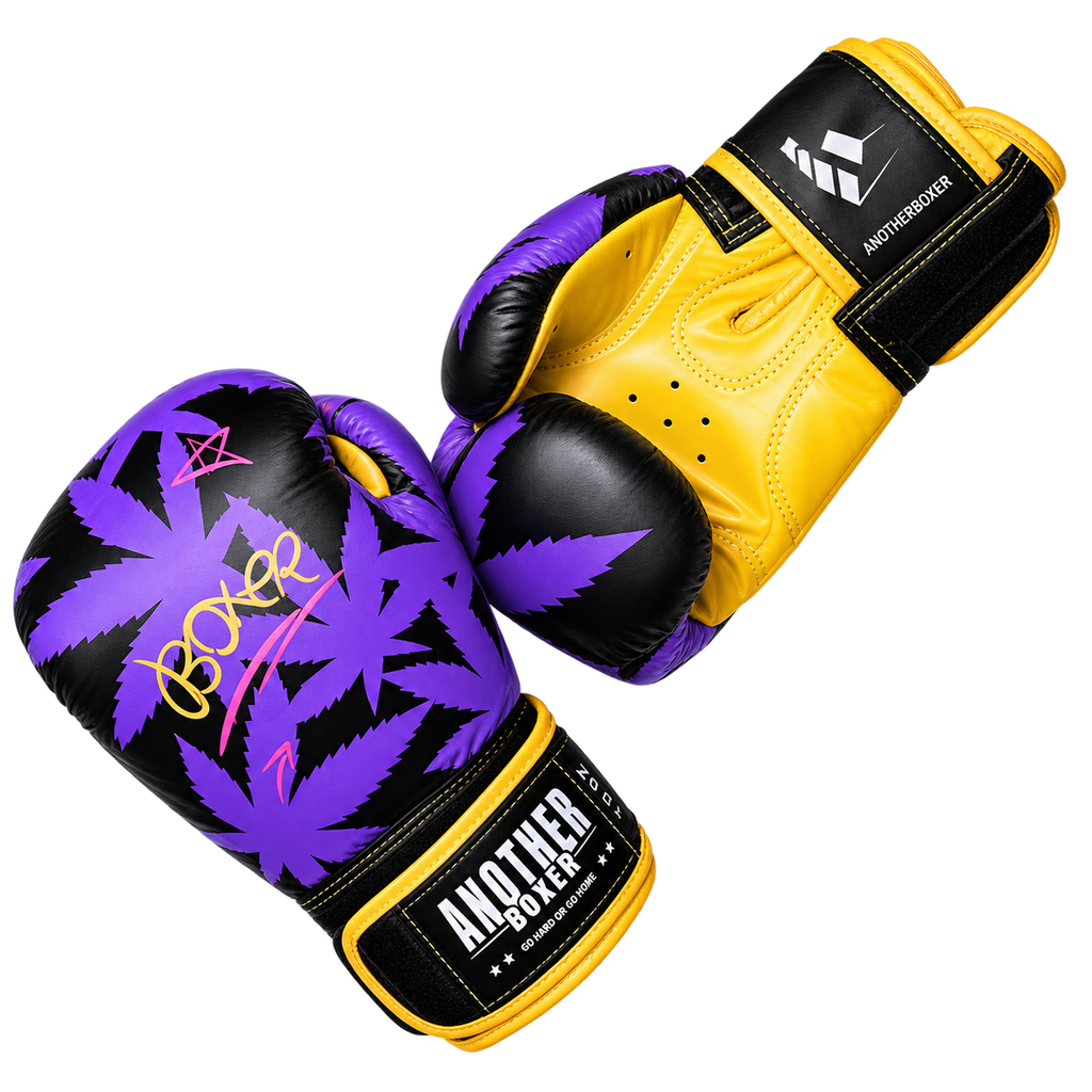 Gants de Sac De Frappe Similicuir Violet Et Jaune