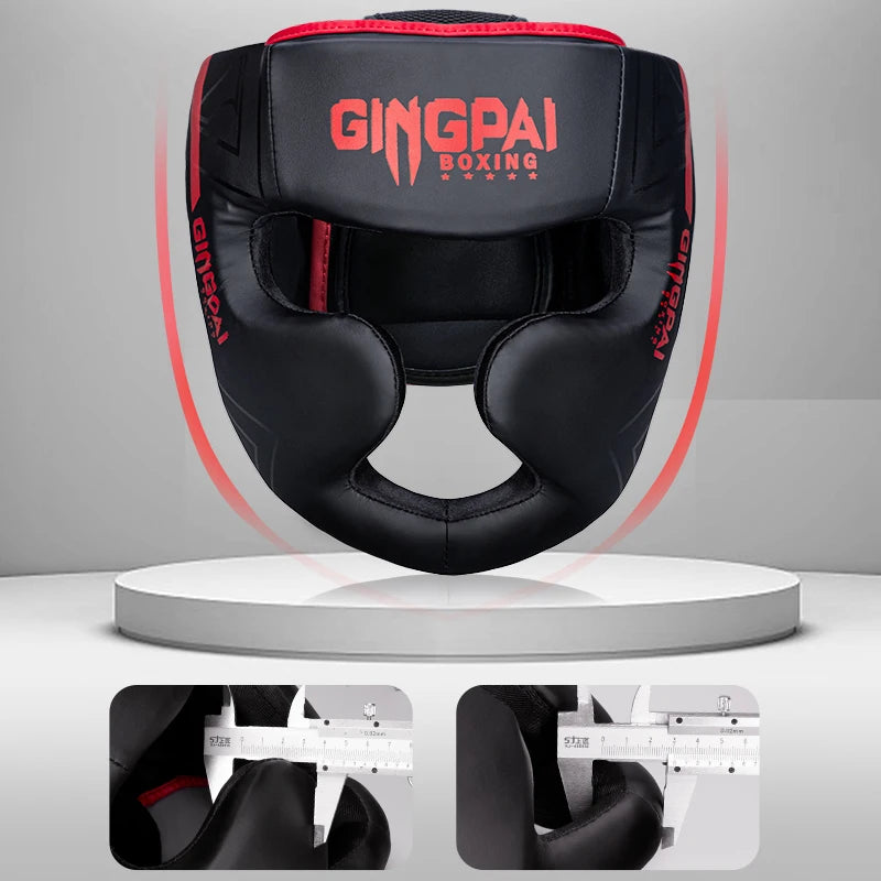 Casque intégral de boxe thaï en simili-cuir