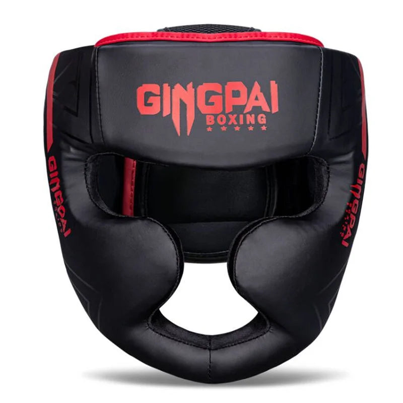 Casque intégral de boxe thaï en simili-cuir