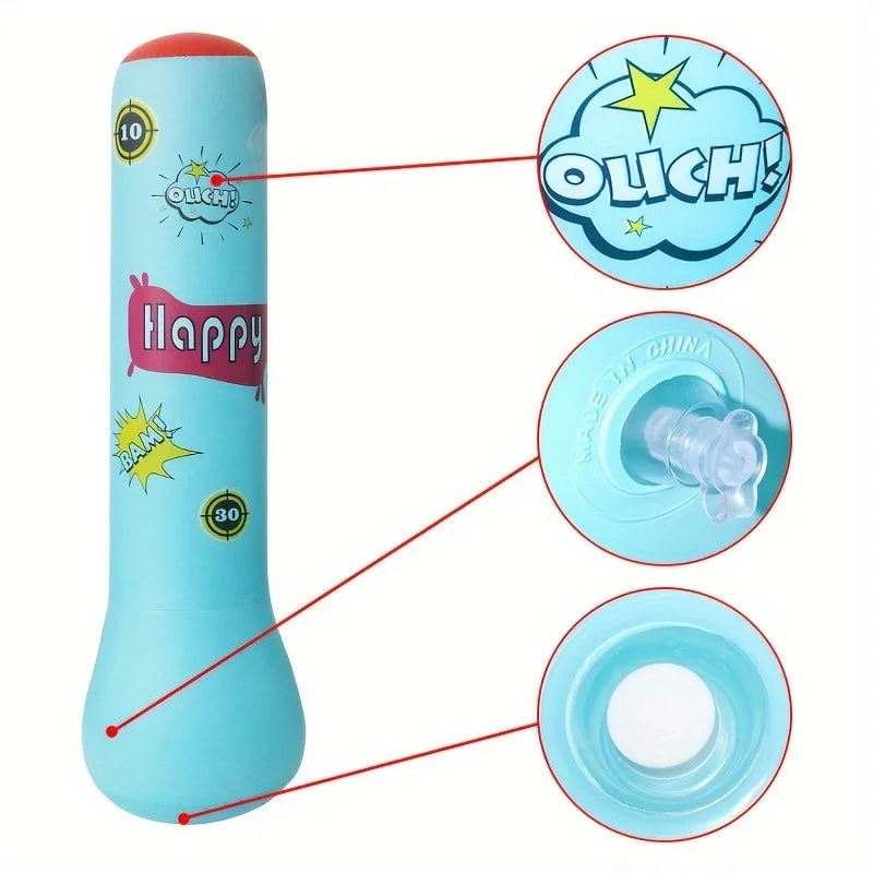 sac de frappe gonflable enfant avec rebond bleu vue décomposé