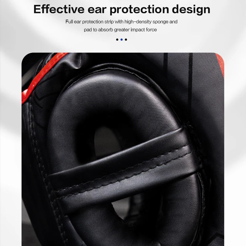 Casque intégral de boxe thaï en simili-cuir