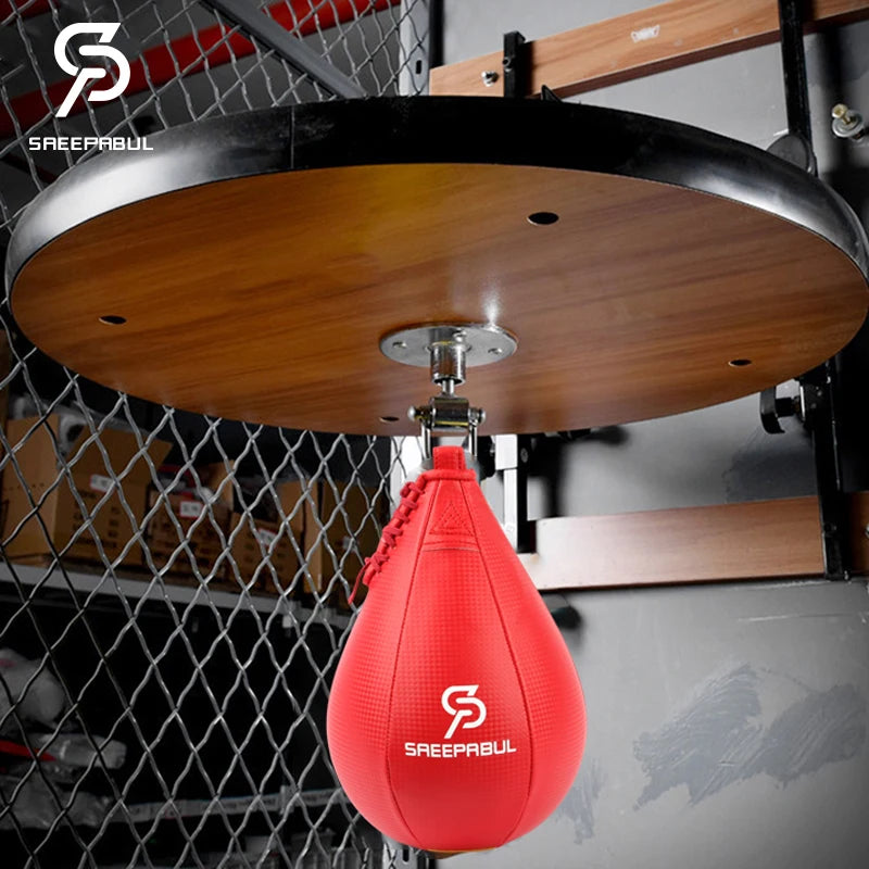 poire de vitesse boxe rouge avec socle