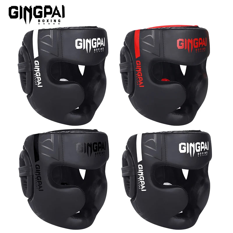 Casque intégral de boxe thaï en simili-cuir