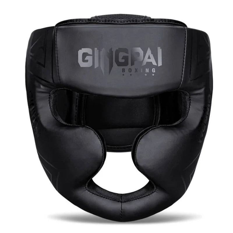 Casque intégral de boxe thaï en simili-cuir