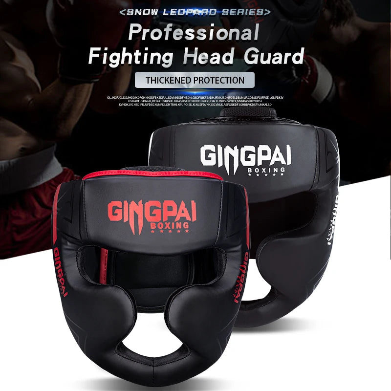 Casque intégral de boxe thaï en simili-cuir