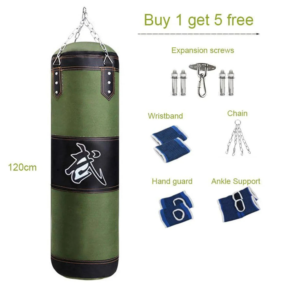 sac de frappe suspendu avec chaine vert 