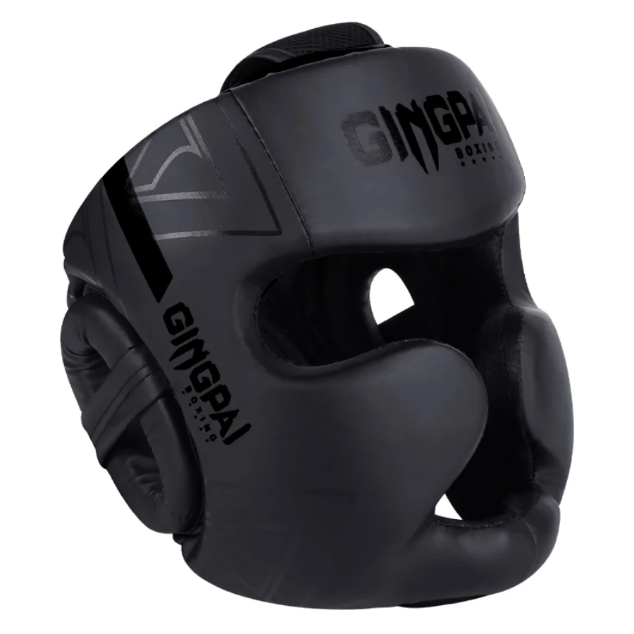 Casque intégral de boxe thaï en simili-cuir